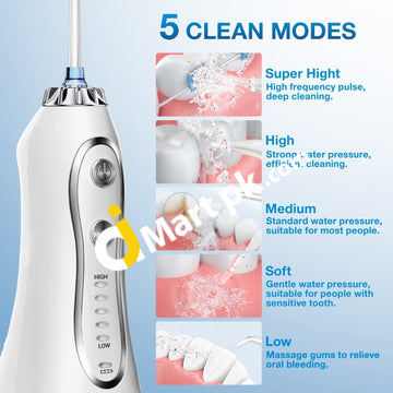 Bestope Dental Water Flosser 300Ml 5 Modes And 8 Tips Ipx7 Waterproof Portable Cordless Oral